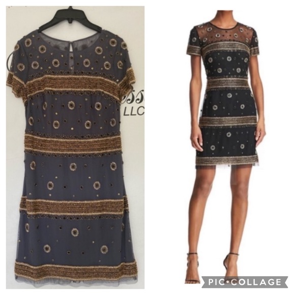 COPY - Aidan Mattox short sleeves sequins cocktail dress - Picture 3 of 11